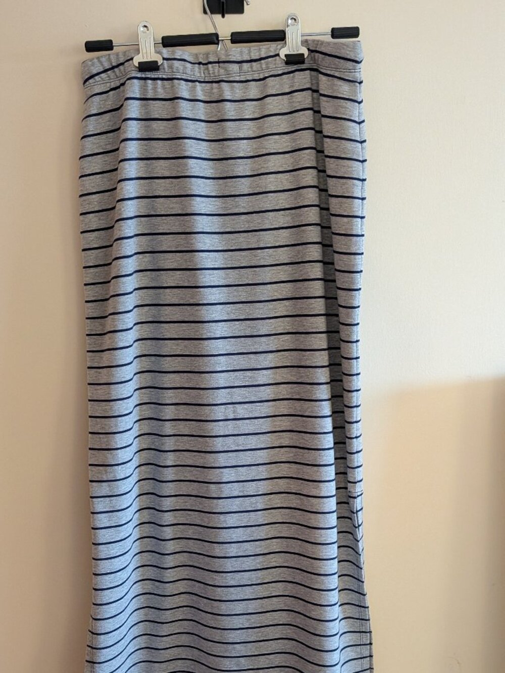 Gap Maxi Cotton Jersey Skirt, Grey with Navy Stripes, Elastic Waist, Sz M - Picture 3 of 6